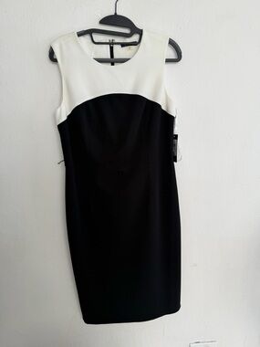 Tommy Hilfiger Black and White Midi Sheath Dress